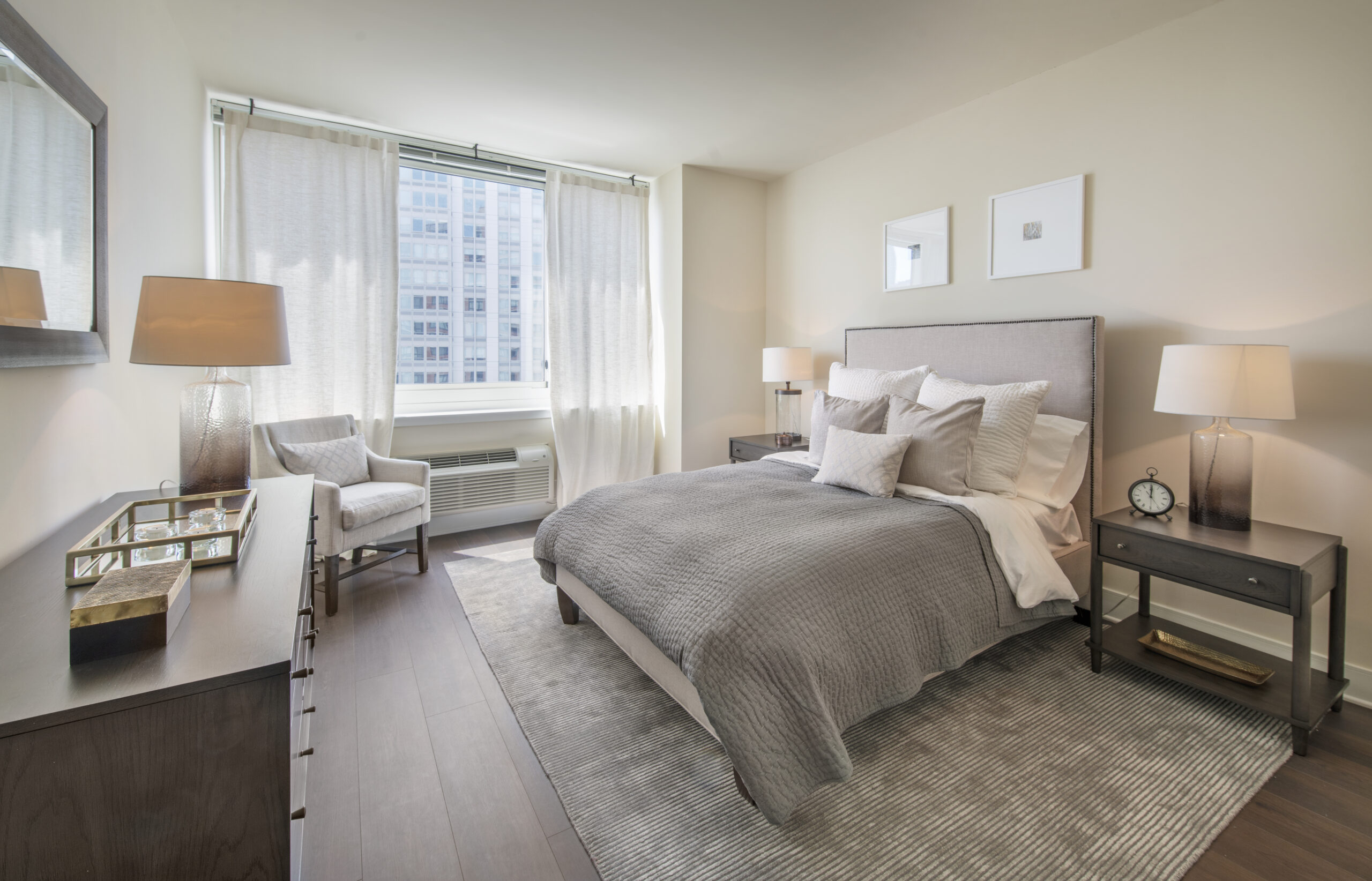 Model bedroom at The Morgan at Provost Square