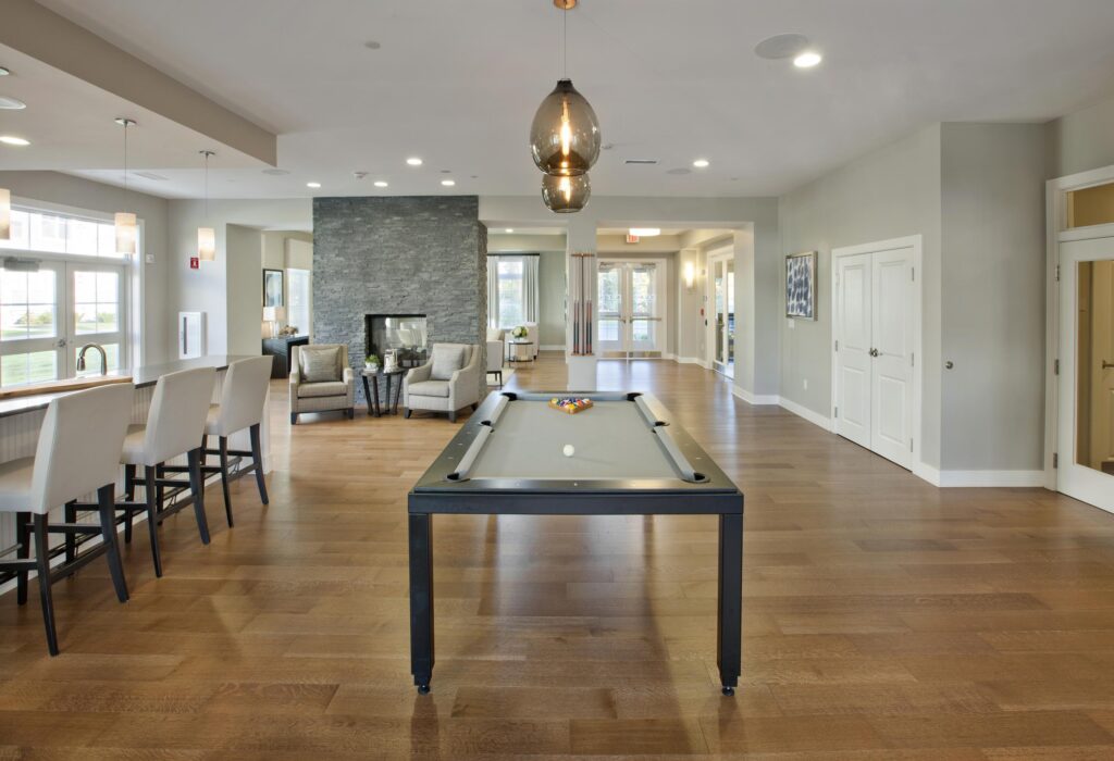 Pool table in clubhouse at Parc Westborough