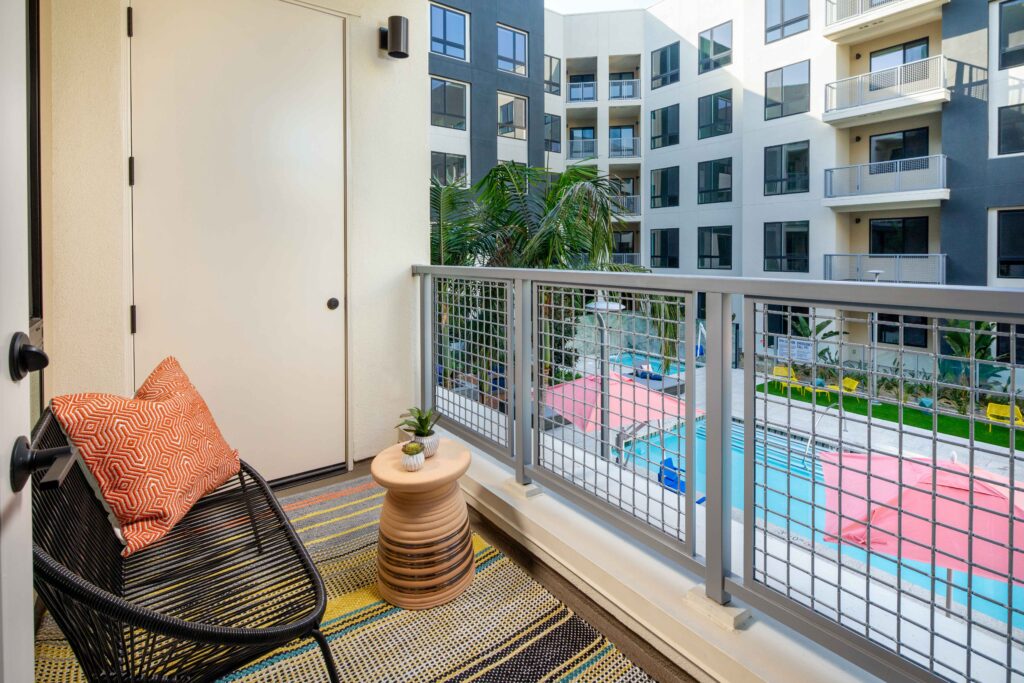 Balcony overlooking pool at Cameo