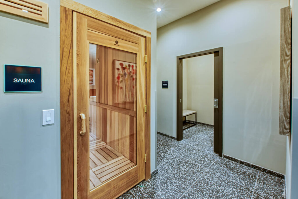 Door to sauna at Canvas
