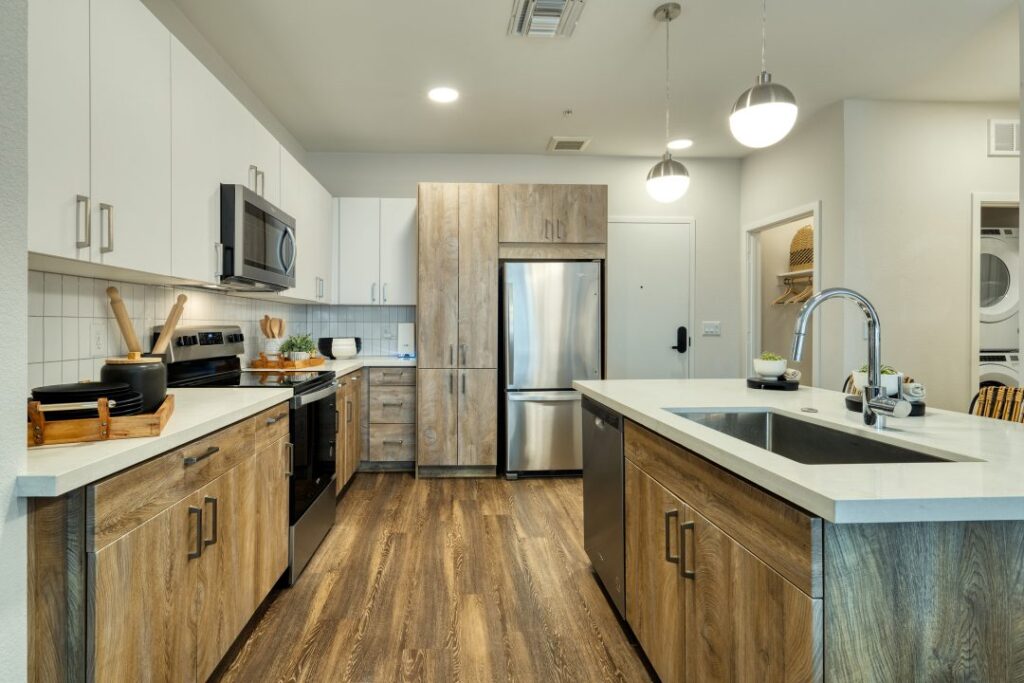 Modern kitchen with island at Haverly