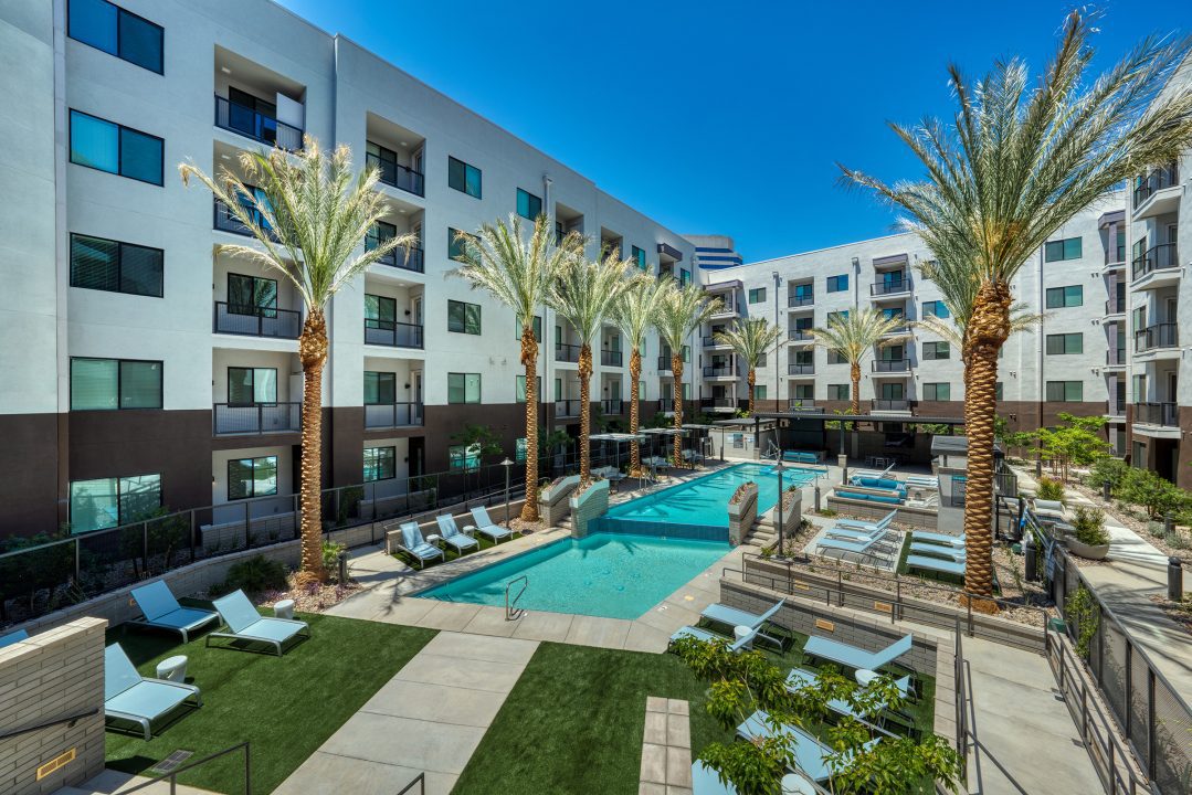 Pool and lounge area at Haverly