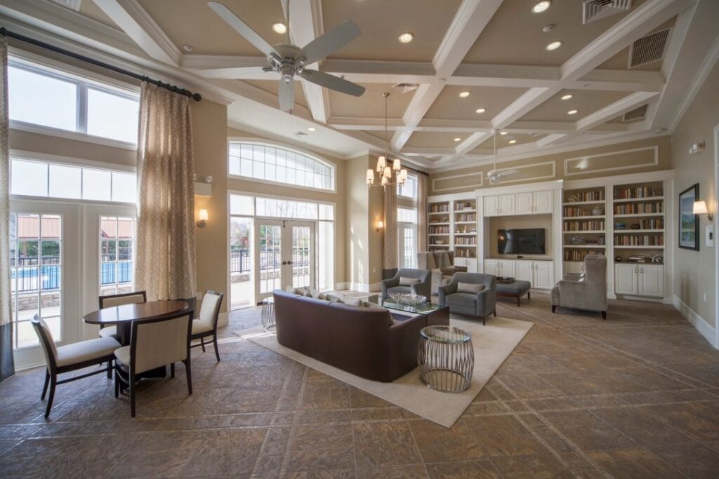 Seating areas in the clubhouse at The Mews at Princeton Junction