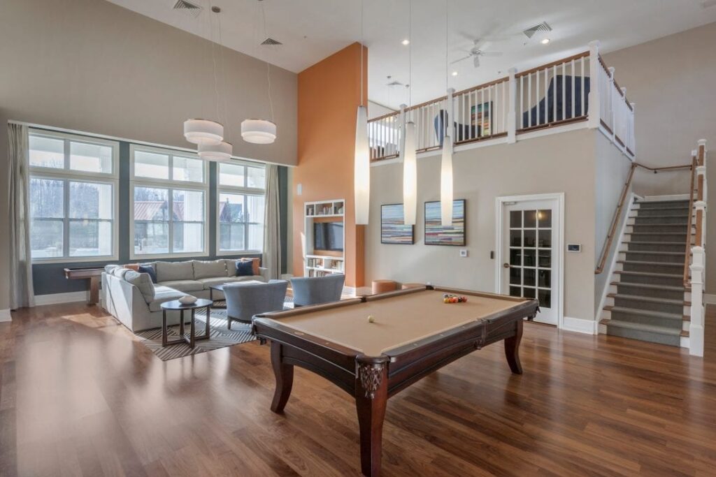 Pool table in the clubhouse at The Mews at Princeton Junction