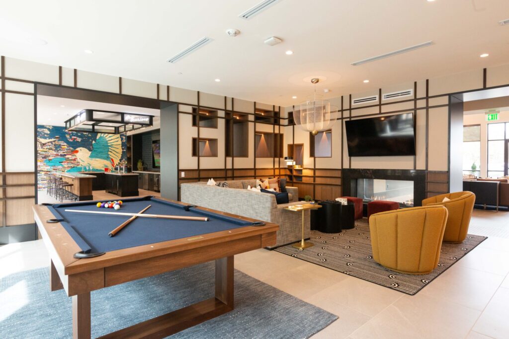 Resident lounge with billiards at Notion