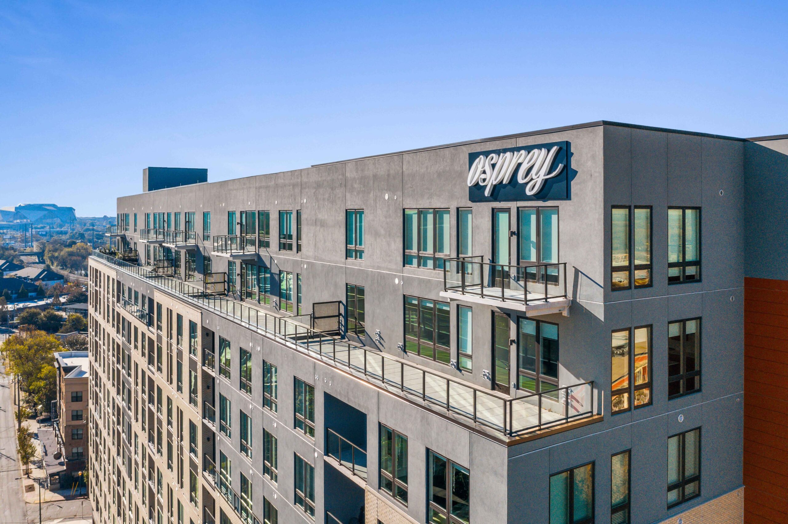 Exterior view of Osprey showing balconies