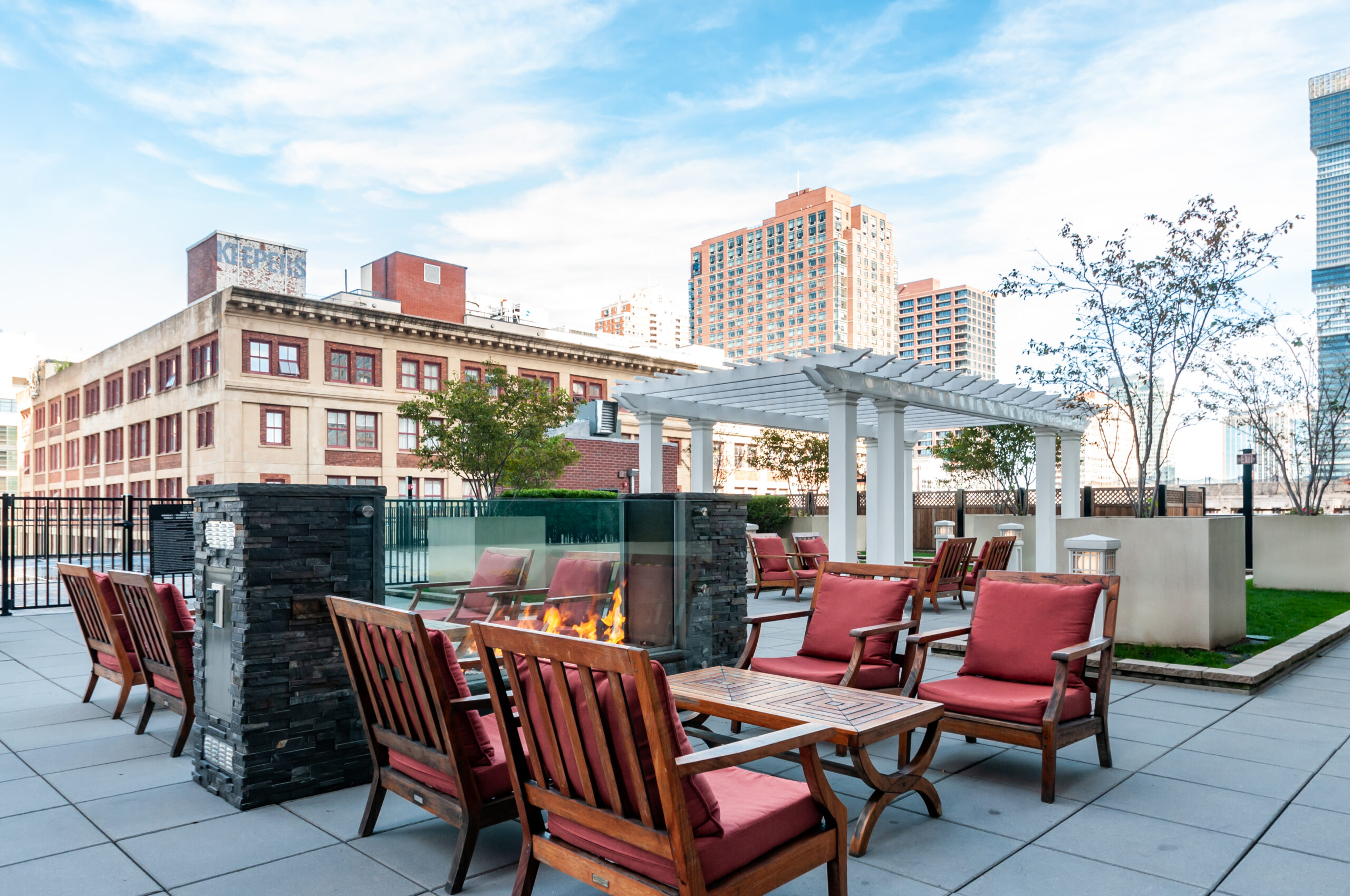 Courtyard with fire pit at The Morgan at Provost Square