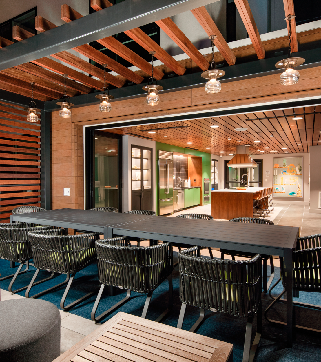 Table and chairs under pergola