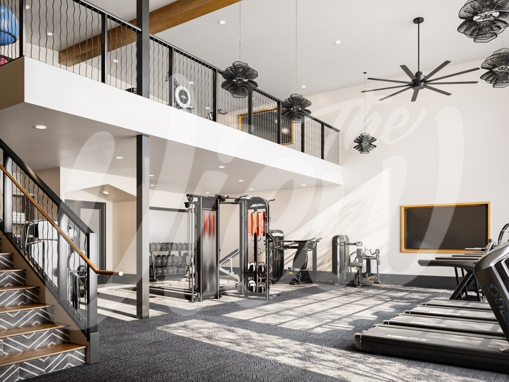 Treadmills and exercise equipment in fitness center at Rafferty