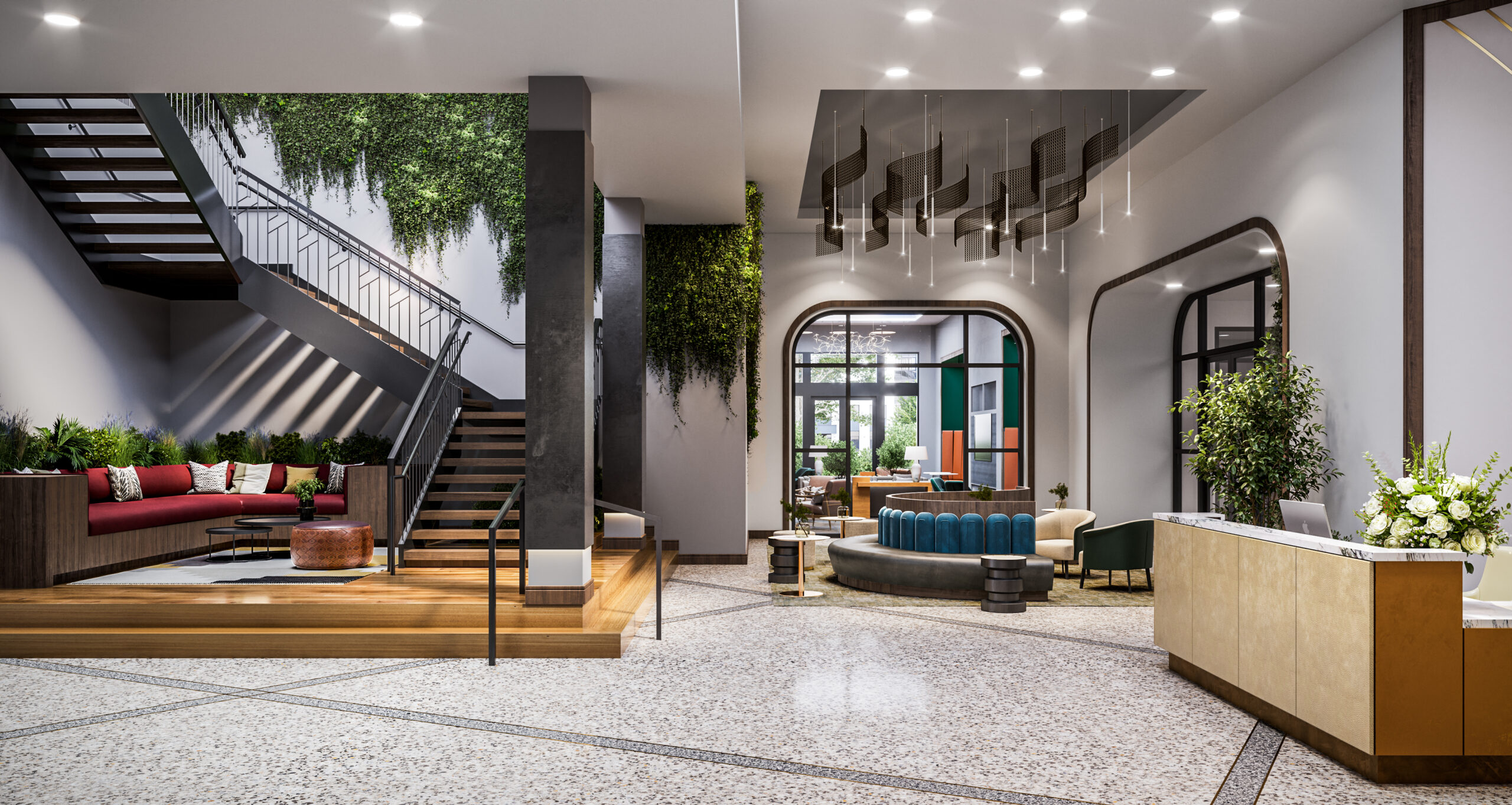 Lobby rendering at Broad & Noble