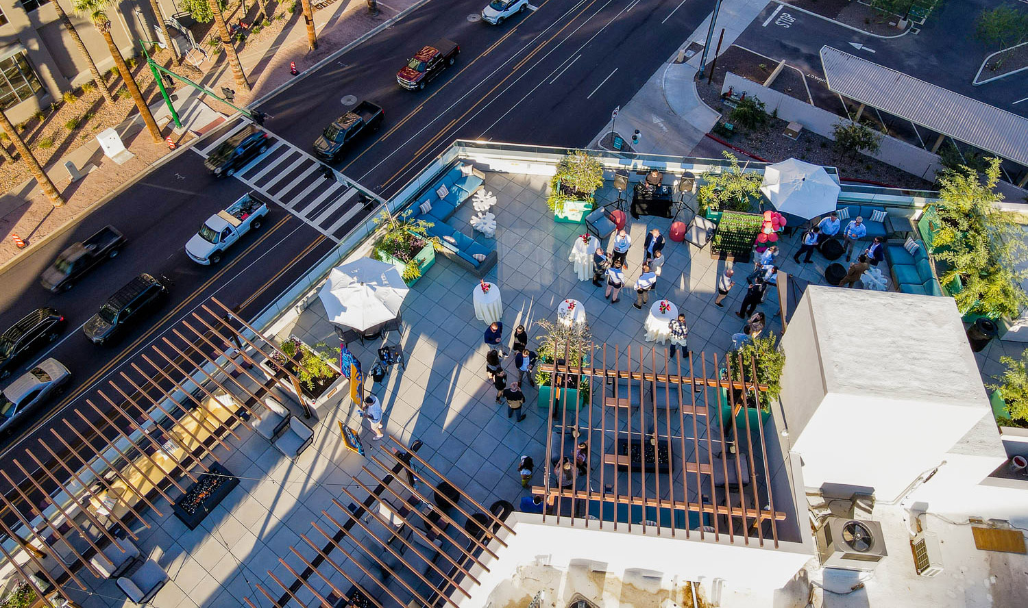 Drone image of the Haverly grand opening